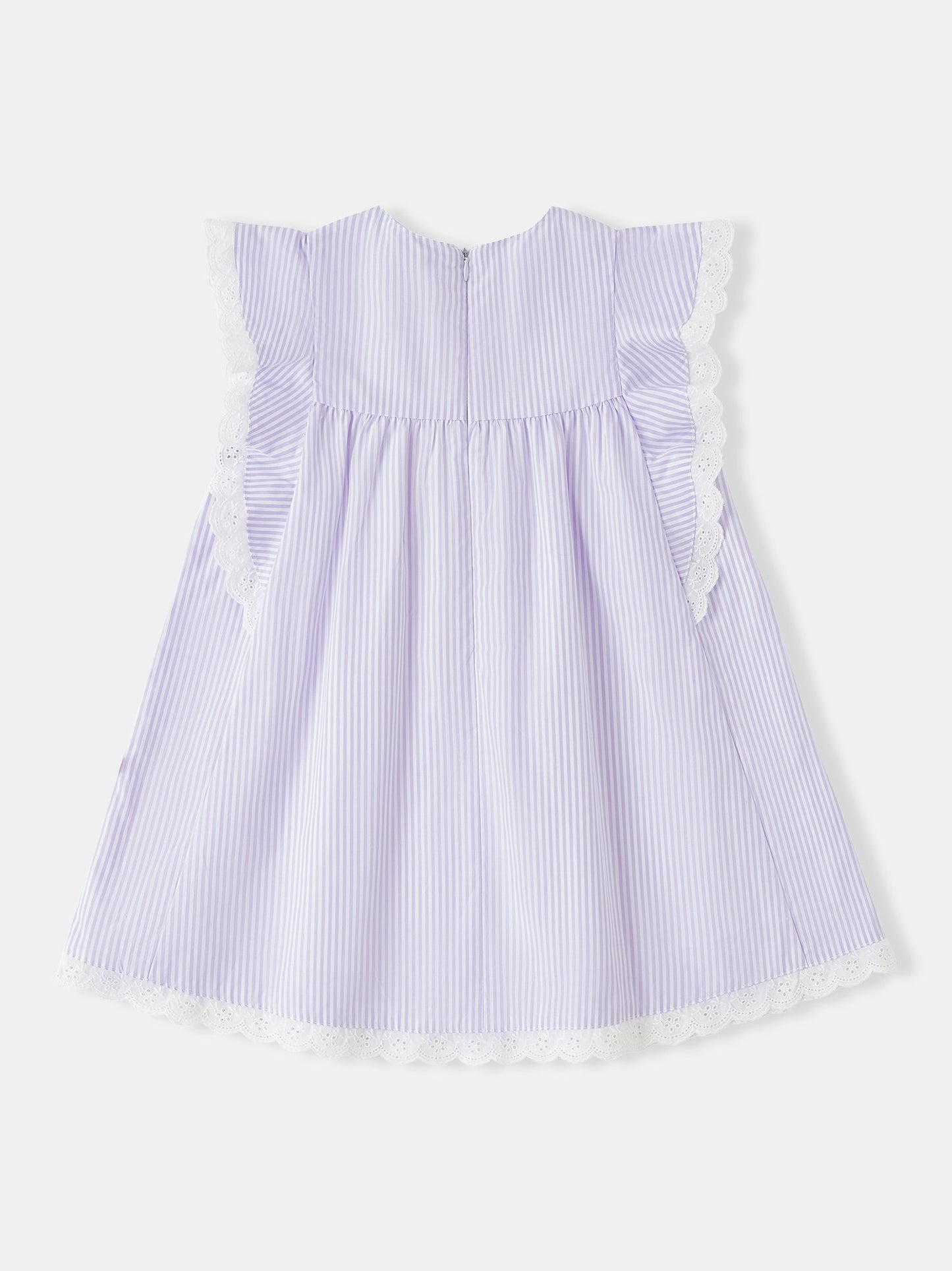 Kid Lace-Trimmed Ruffle Sleeve Dress