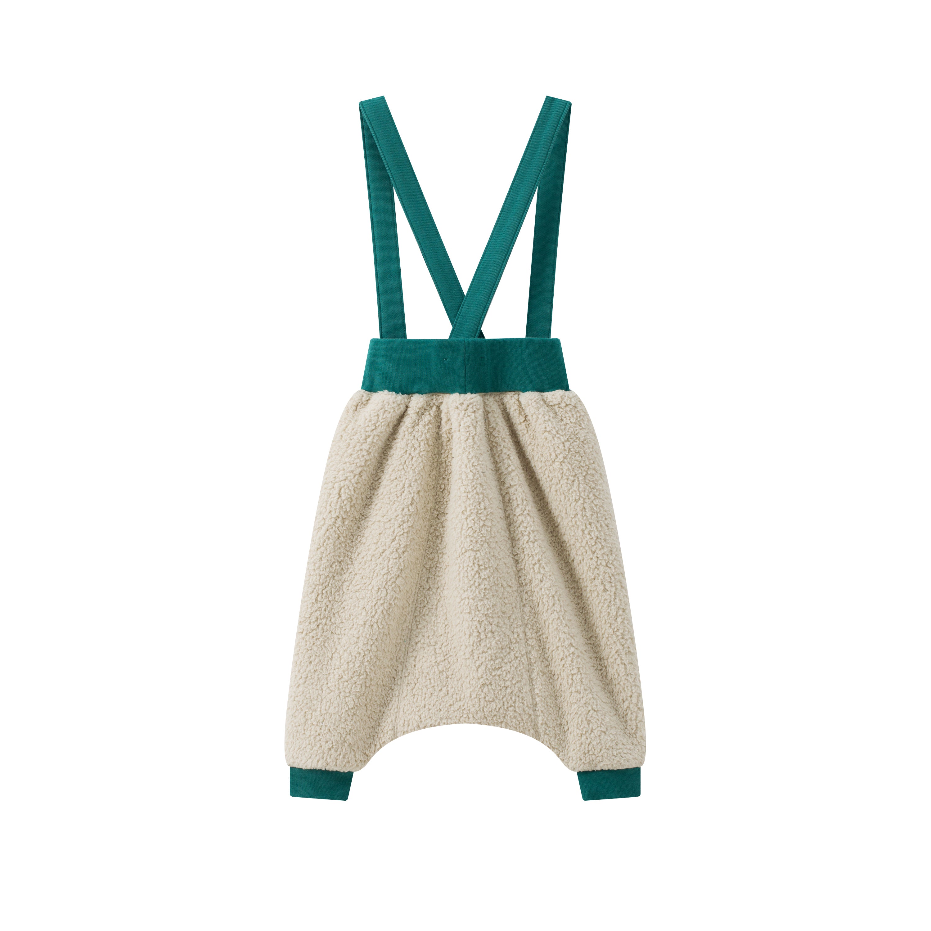 Bear-Embroidered Teddy Suspender Pants