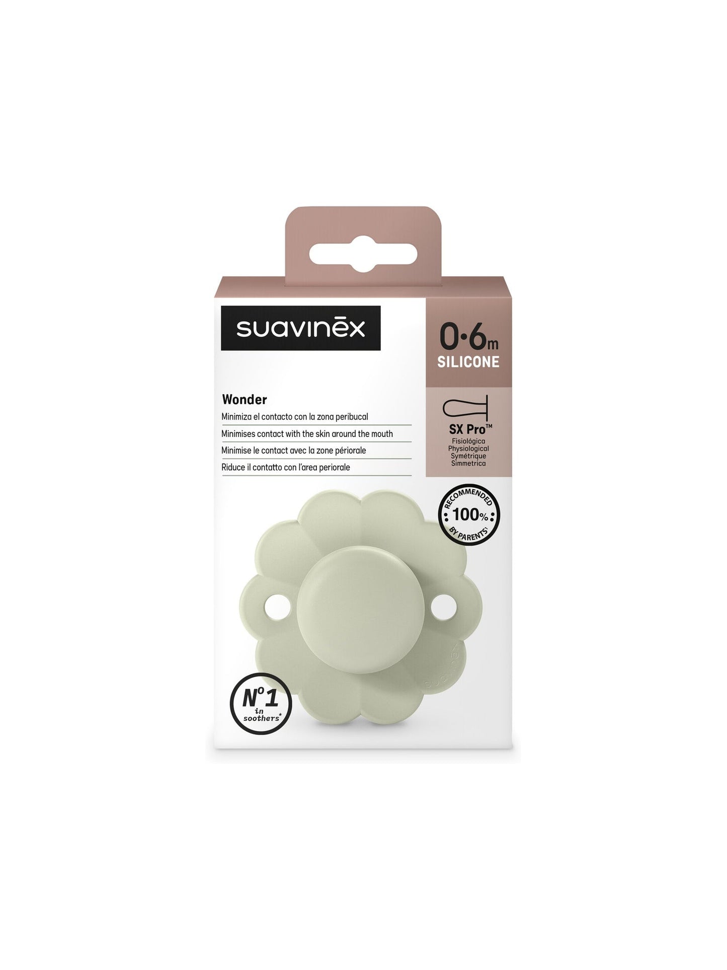 Soother with SX Pro physiological silicone Teat 0-6M - Wonder Almost Aqua