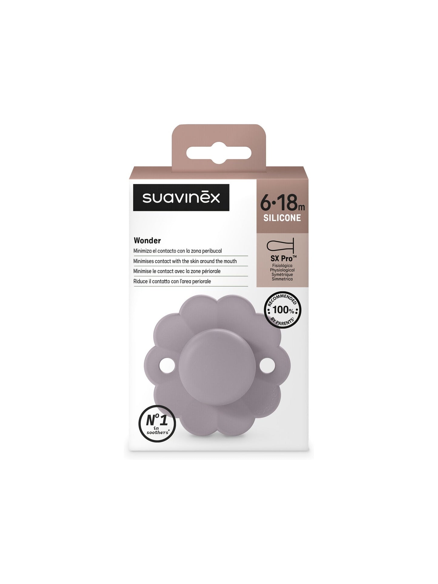 Soother with SX Pro physiological silicone Teat 6-18M - Wonder Mist Lavender