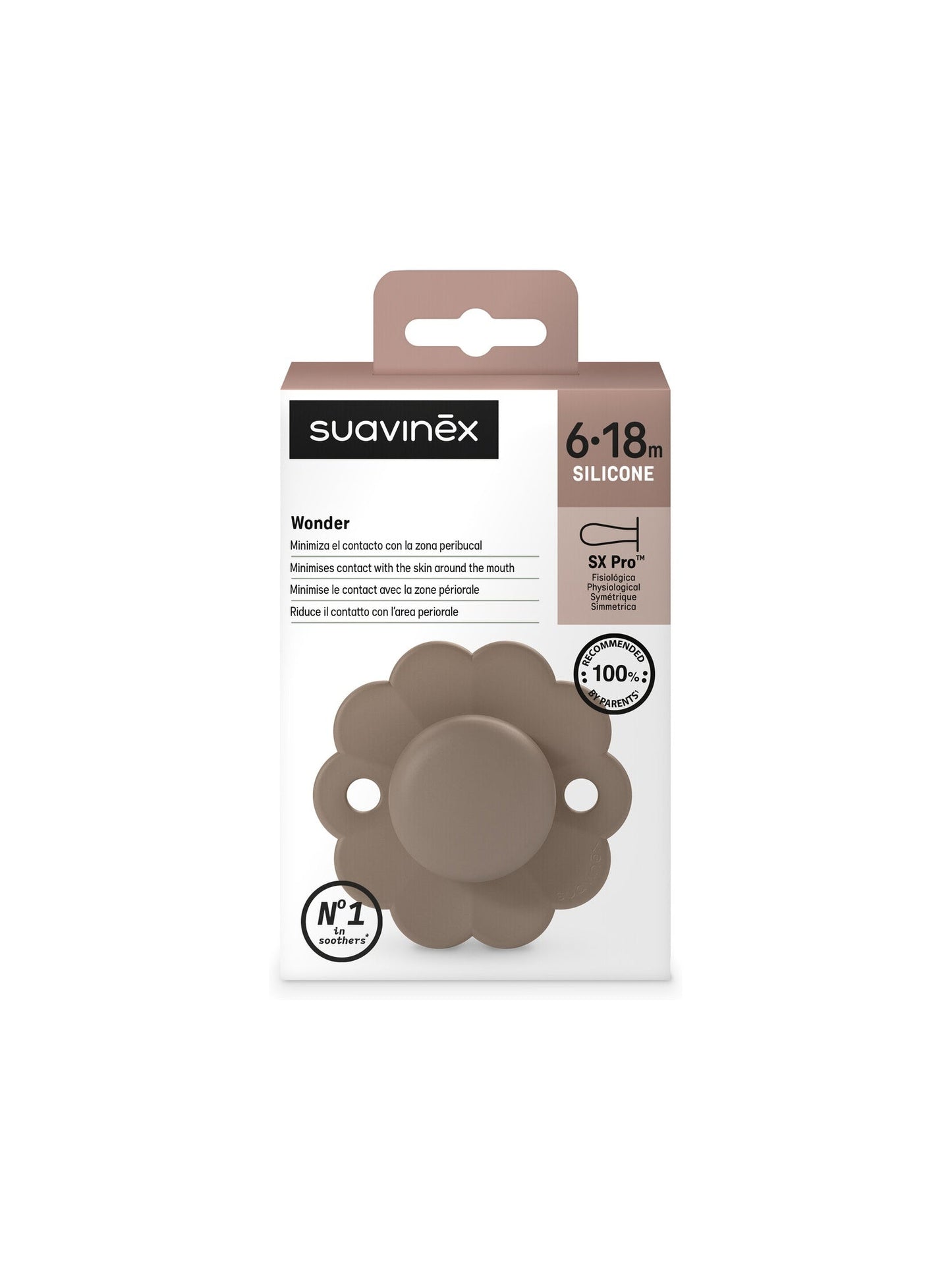 Soother with SX Pro physiological silicone Teat 6-18M - Wonder Raw Umber