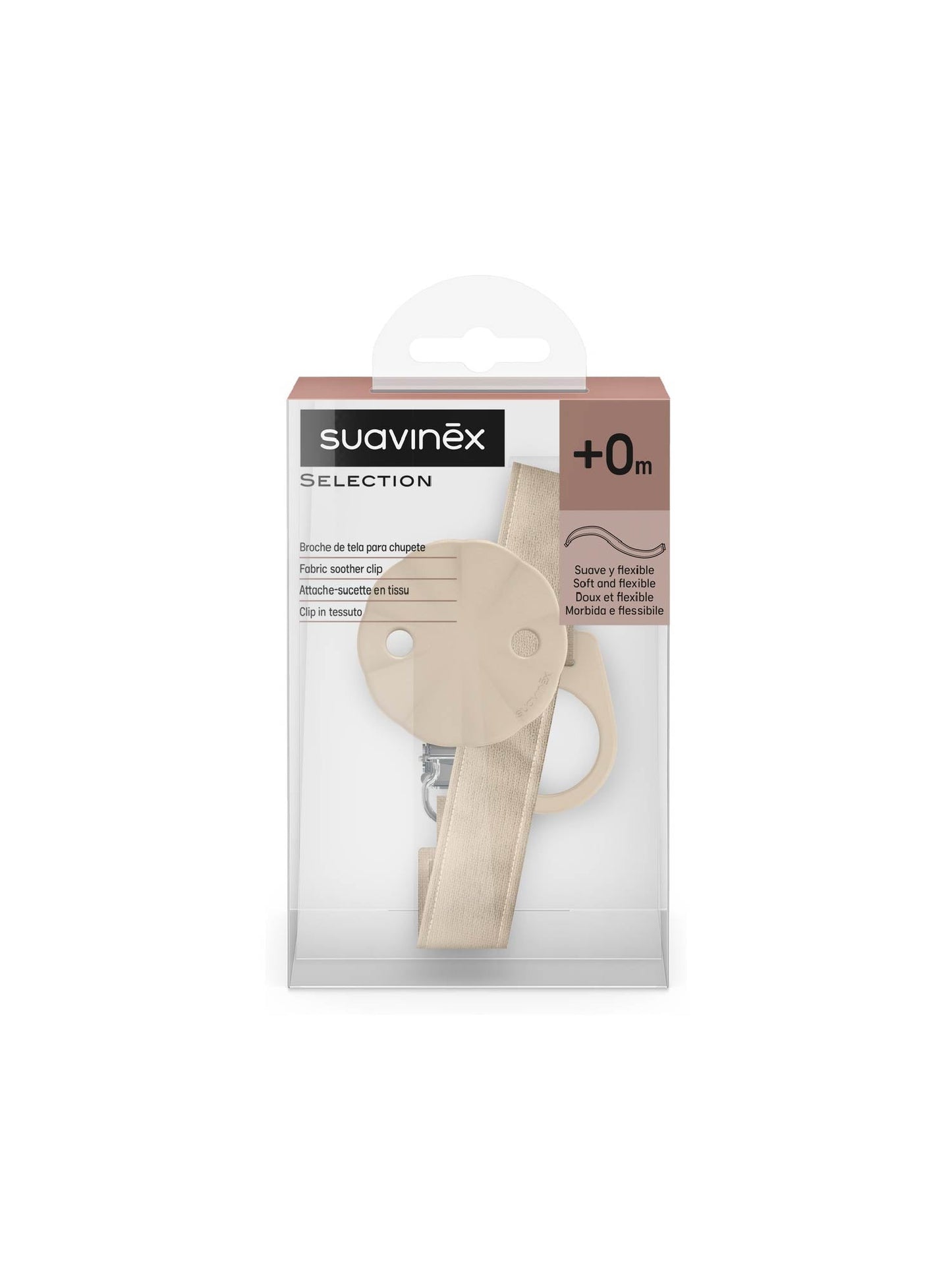 Silicone soother clip with cotton tape - Wonderland Beige