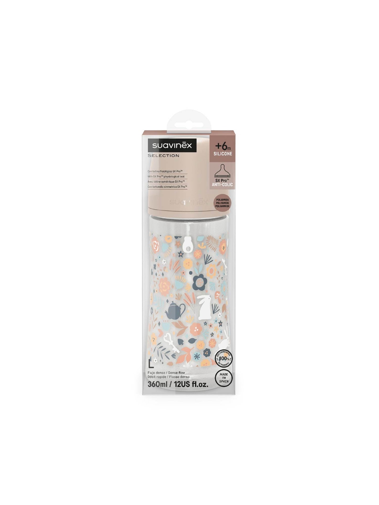 Feeding Bottle (PA) 360ml Dense Flow +6M SX Pro anti-colic Teat - Wonderland Liberty Pink