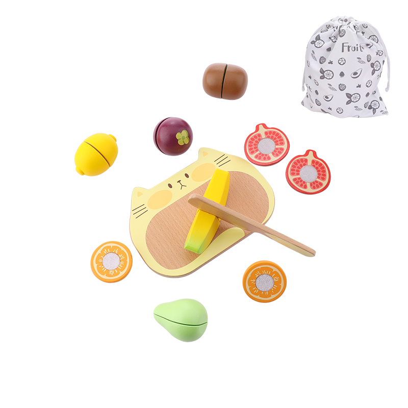 FN FN - Wooden Kitchen Toys (Fruit Cutting with Cat Chopping Board) Wooden Toy