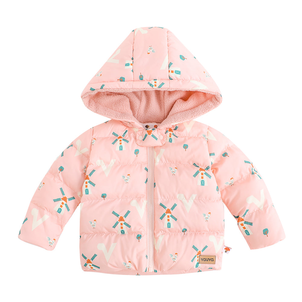 VAUVA Vauva FW23 - Baby Girls Pinwheel Print Coat with Hood (Pink) Coat & Jacket
