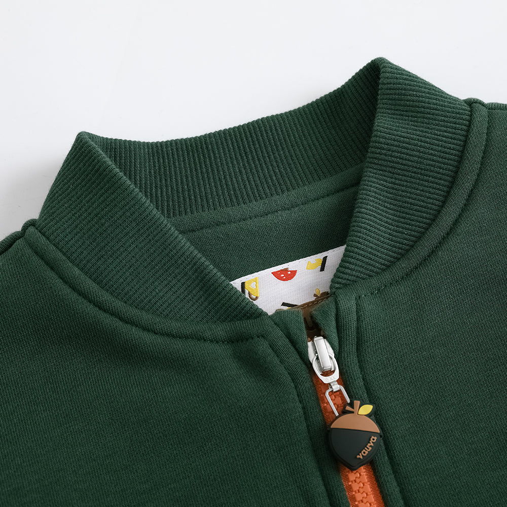 VAUVA Vauva FW23 - Boys Zip Long Sleeve Jacket (Green/Orange) Coat & Jacket