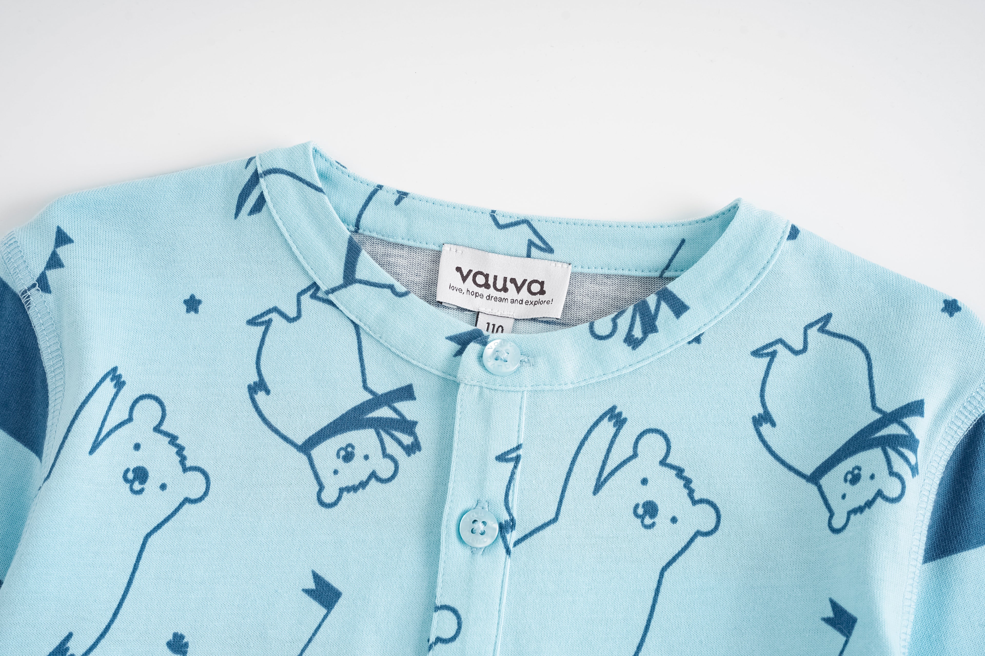 Bear-Print Two-Tone Long Sleeve Tee