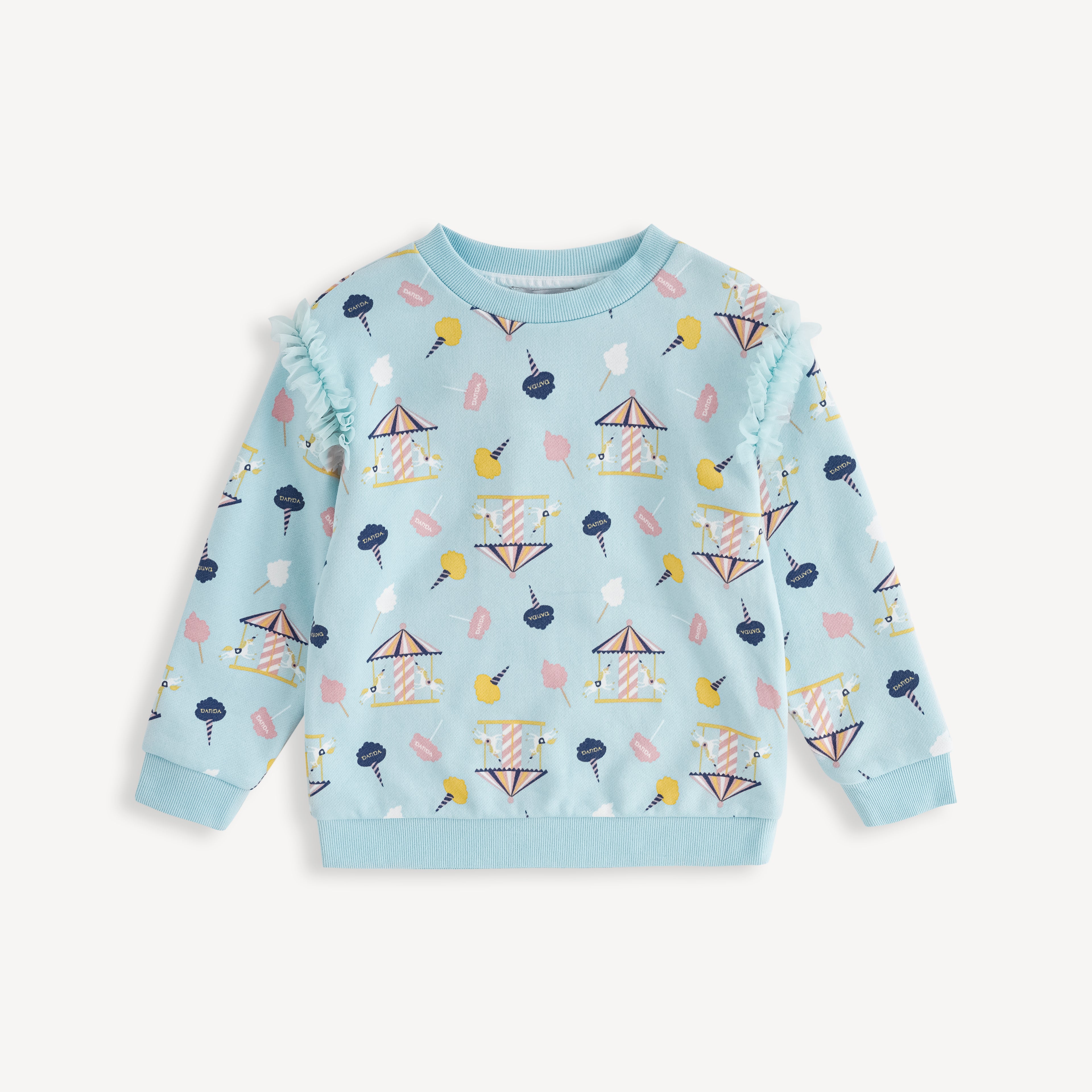 Unicorn-Print Frill Sweatshirt