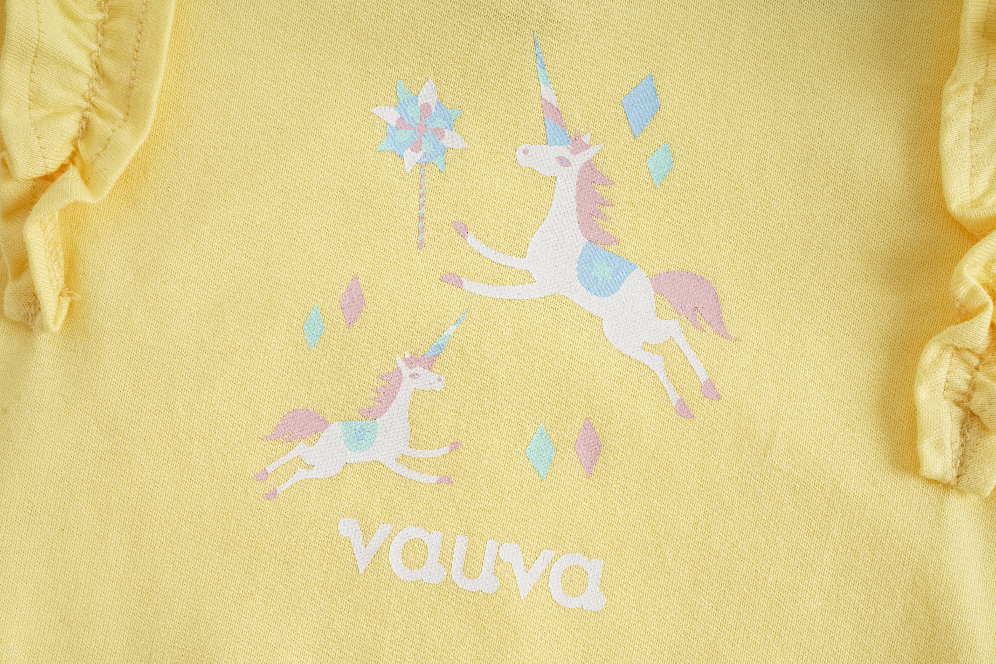 Unicorn-Print Frill Long Sleeve Top