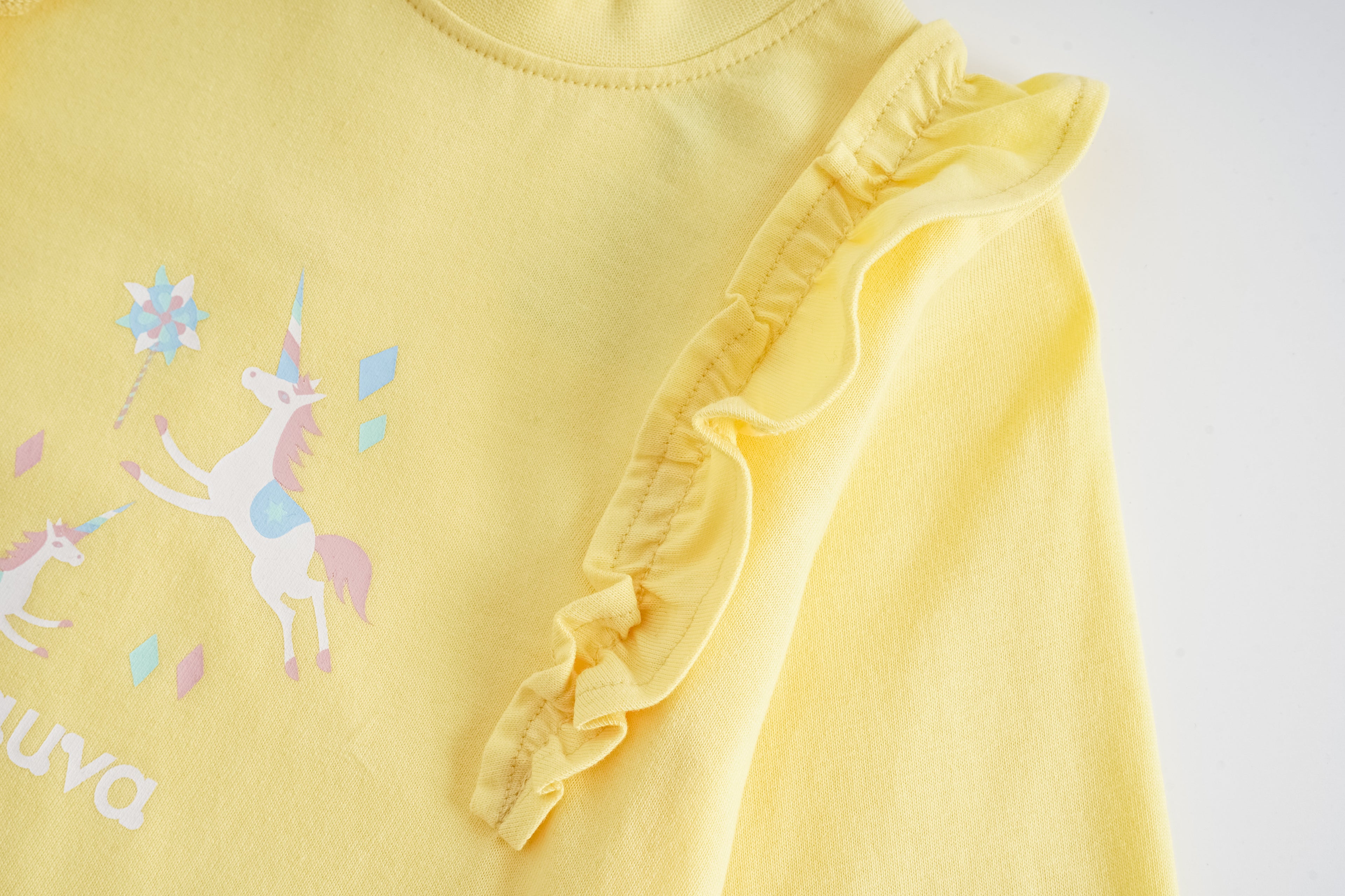 Unicorn-Print Frill Long Sleeve Top
