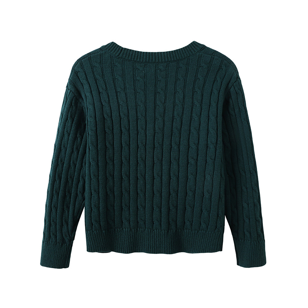 VAUVA Vauva FW23 - Boys Braided Long Sleeve Knit Jacket (Green) Coat & Jacket