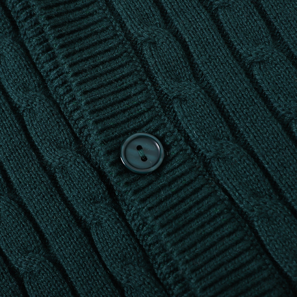 VAUVA Vauva FW23 - Boys Braided Long Sleeve Knit Jacket (Green) Coat & Jacket