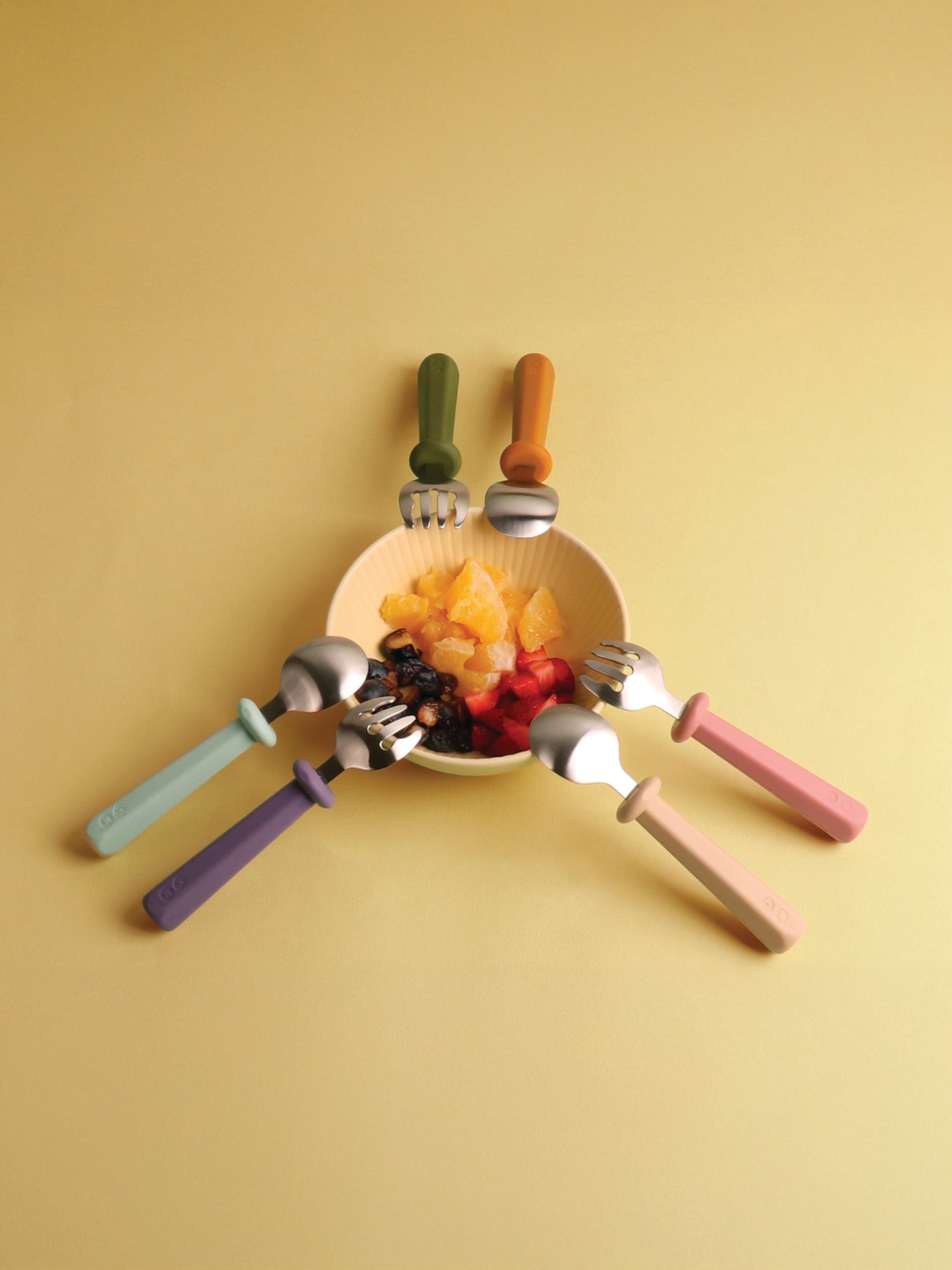 Nana Spoon And Fork Set- Caramel + Army
