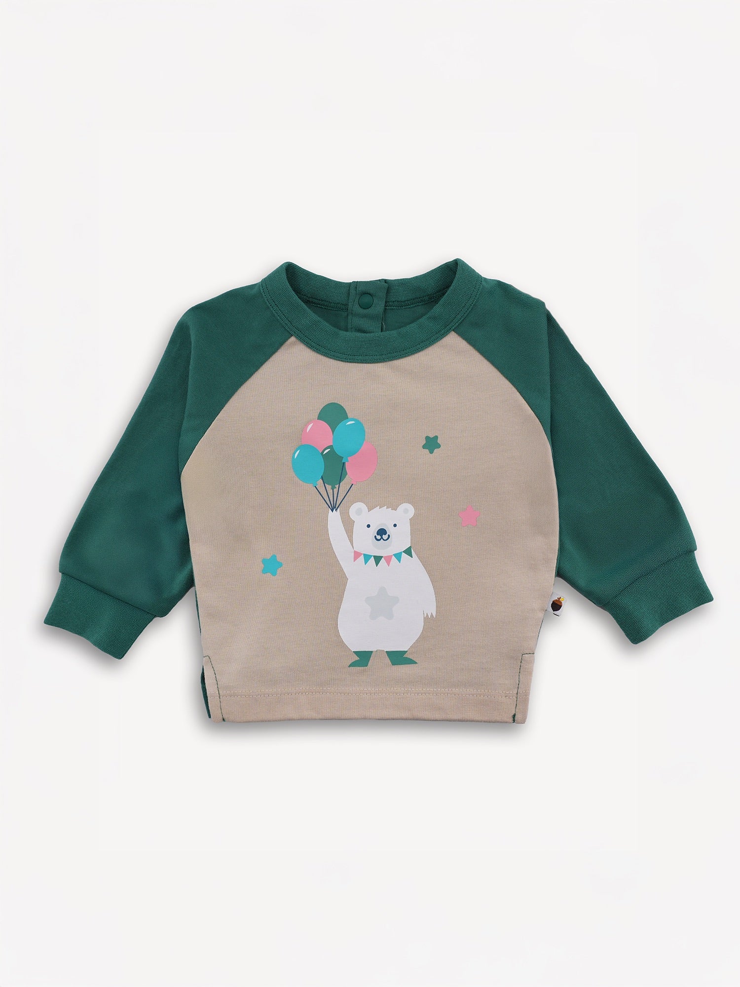 Bear-Print Raglan Sleeve Tee