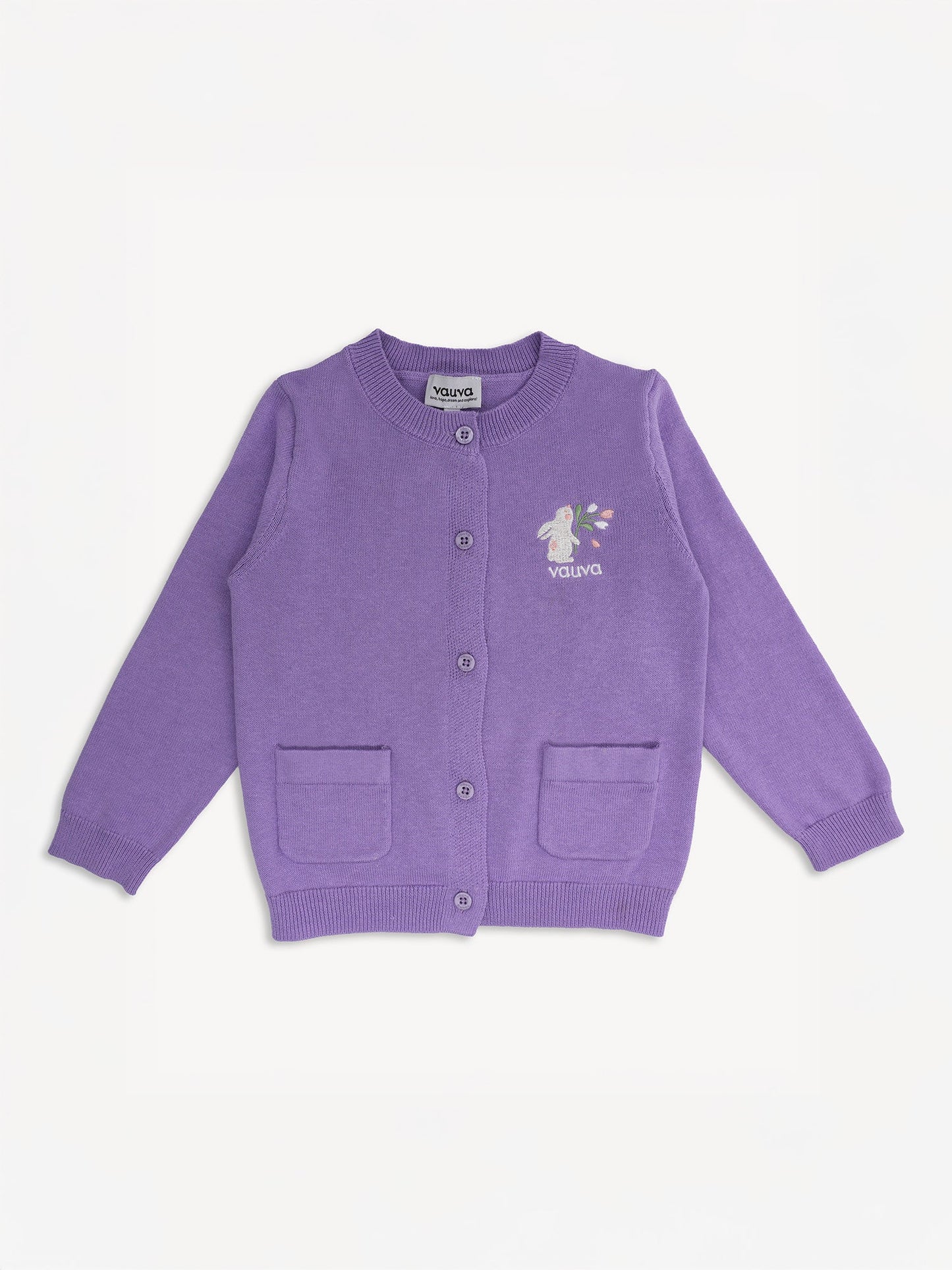 Kid Bunny Embroidery Cardigan
