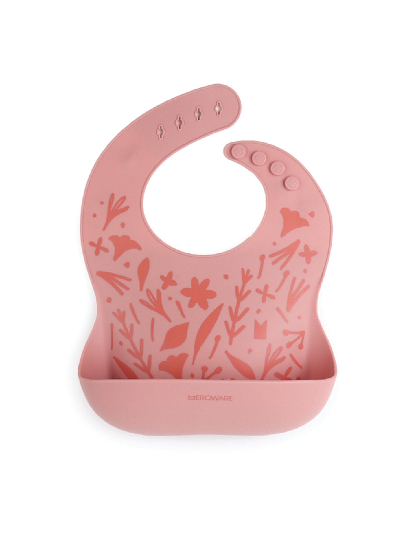 Gina Silicone Bib - Dusty Rose + Flower