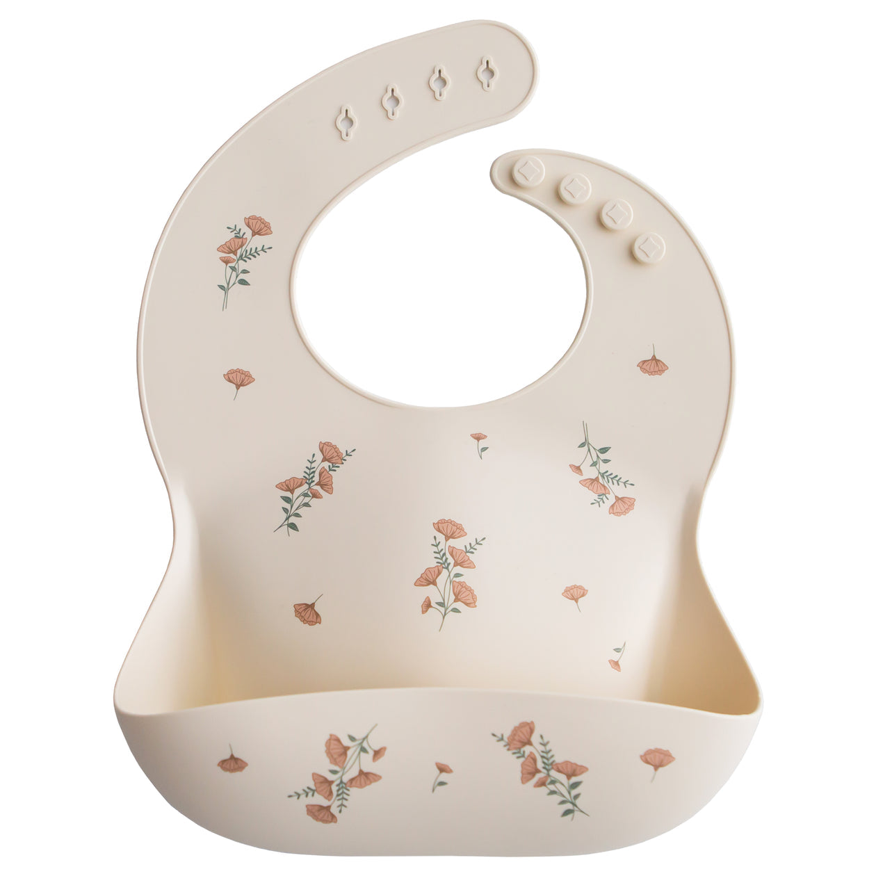 Mushie Mushie - Kids Silicone Bib (Pink Flowers) Bibs