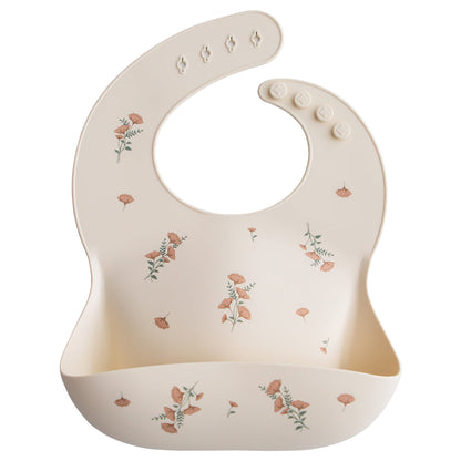 Mushie Mushie - Kids Silicone Bib (Pink Flowers) Bibs