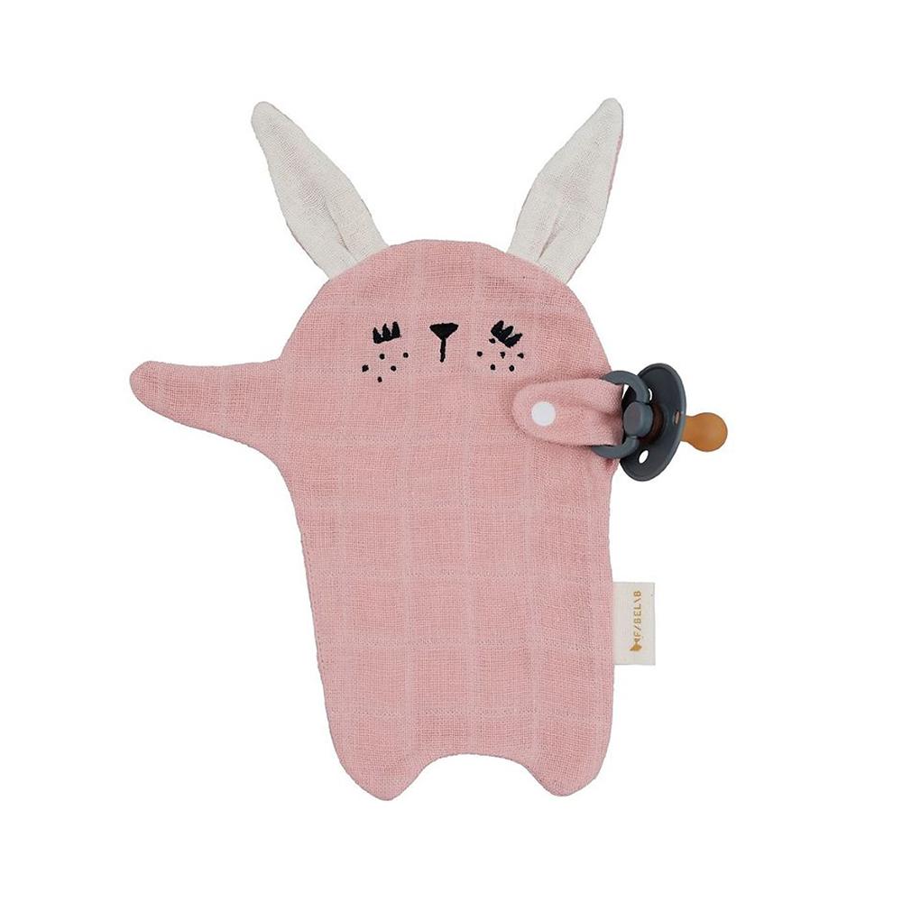 FABELAB Fabelab - Pacifier Cuddle - Bunny - Mauve Comforter & teether