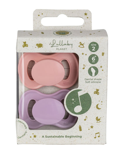 Lullaby Planet Lullaby Planet Dental Silicone Soothers Size 2 - Pink Coral & Lavender Breeze 2 pcs. Comforter & teether