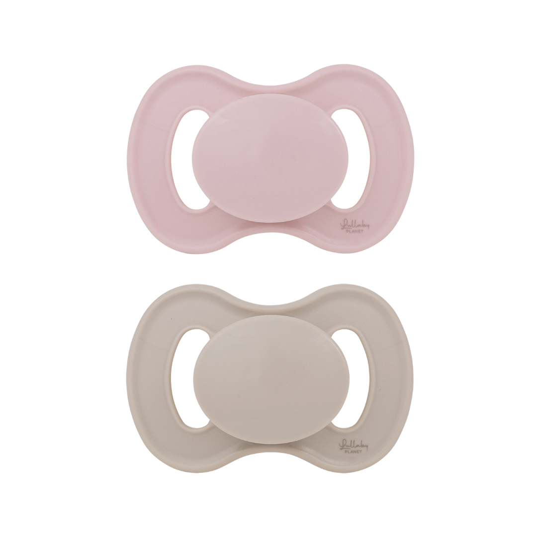 Lullaby Planet Lullaby Planet Dental Silicone Soothers Size 1 Rose Quartz & Beach Sand 2 pcs. Comforter & teether