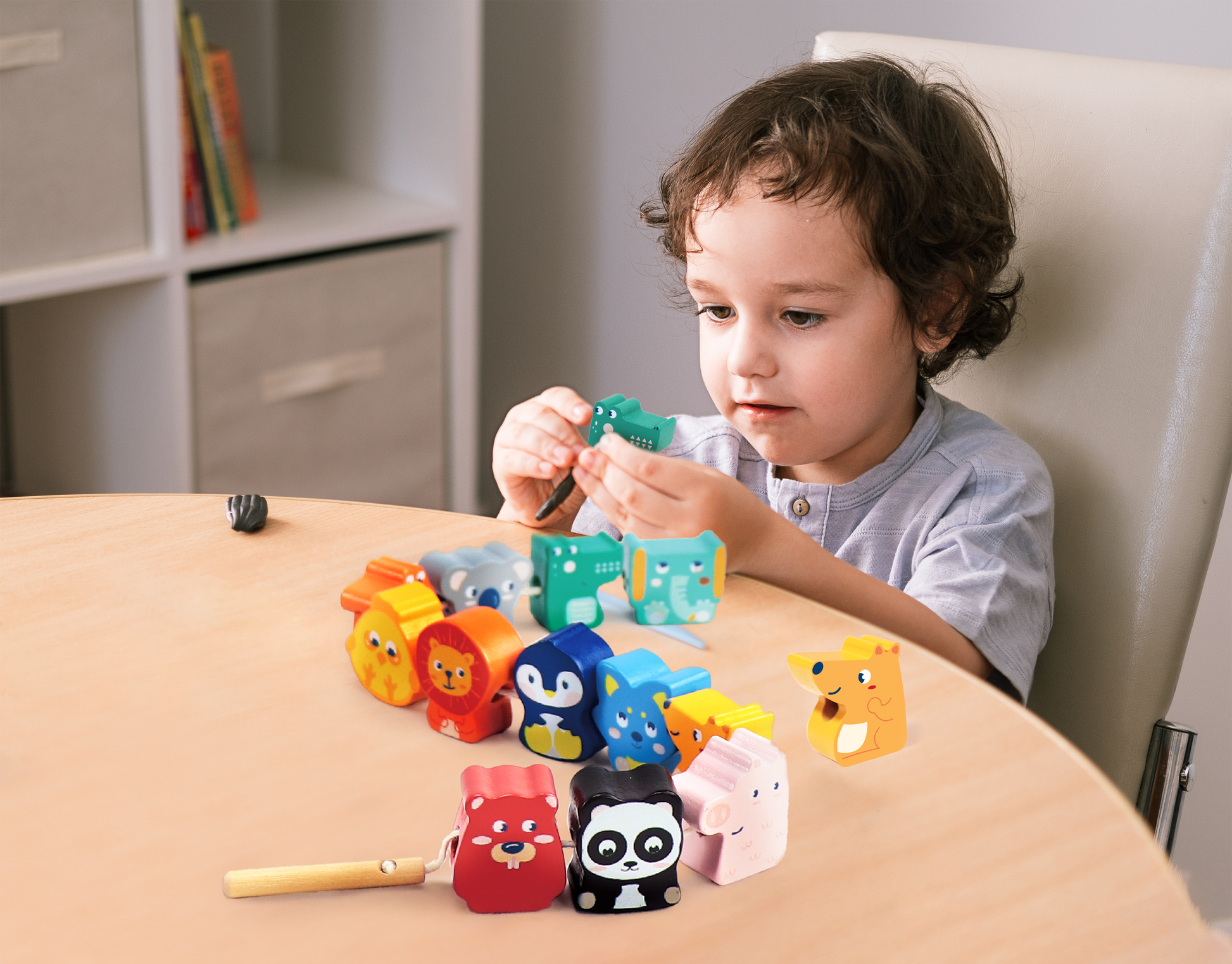 Leo & Friends Leo & Friends - Animal Lacing Beads Wooden Toy