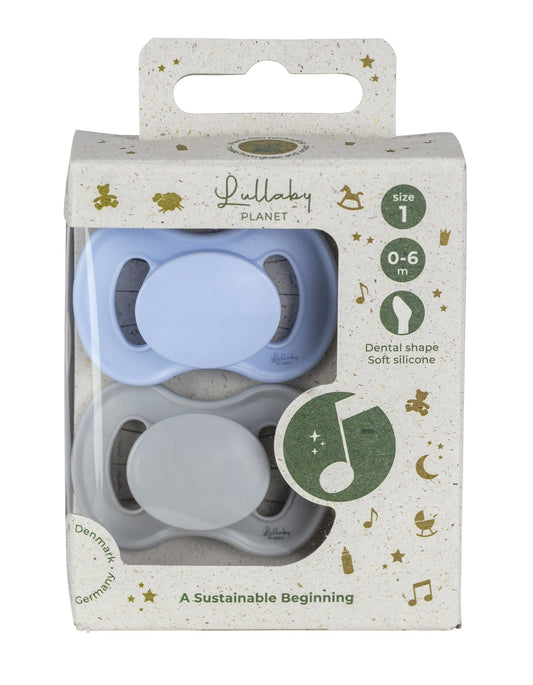 Lullaby Planet Lullaby Planet - Dental Silicone Soothers (Blue & Misty Grey) Comforter & teether