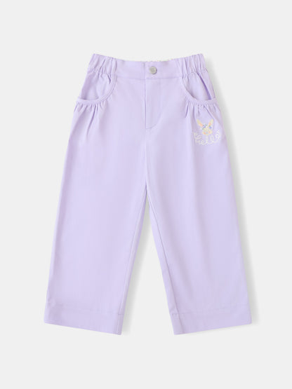 Kid Bunny Embroidery Barrel Pants