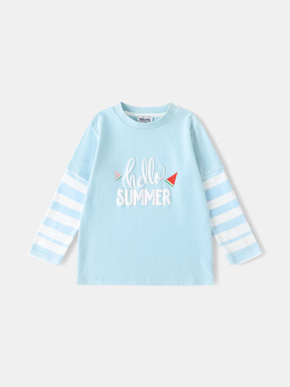Kid Long Sleeve 2-Layer Slogan Print Tee
