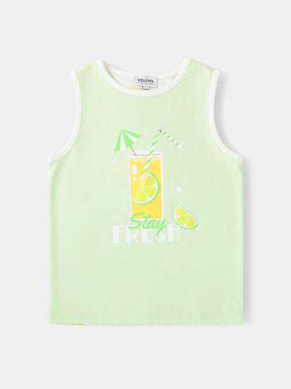Kid All-Over Lemon Tea Print Tank Top