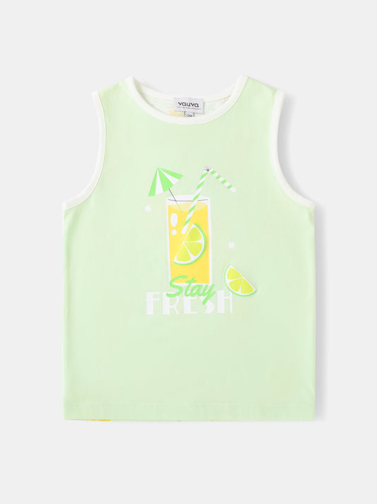 Kid All-Over Lemon Tea Print Tank Top