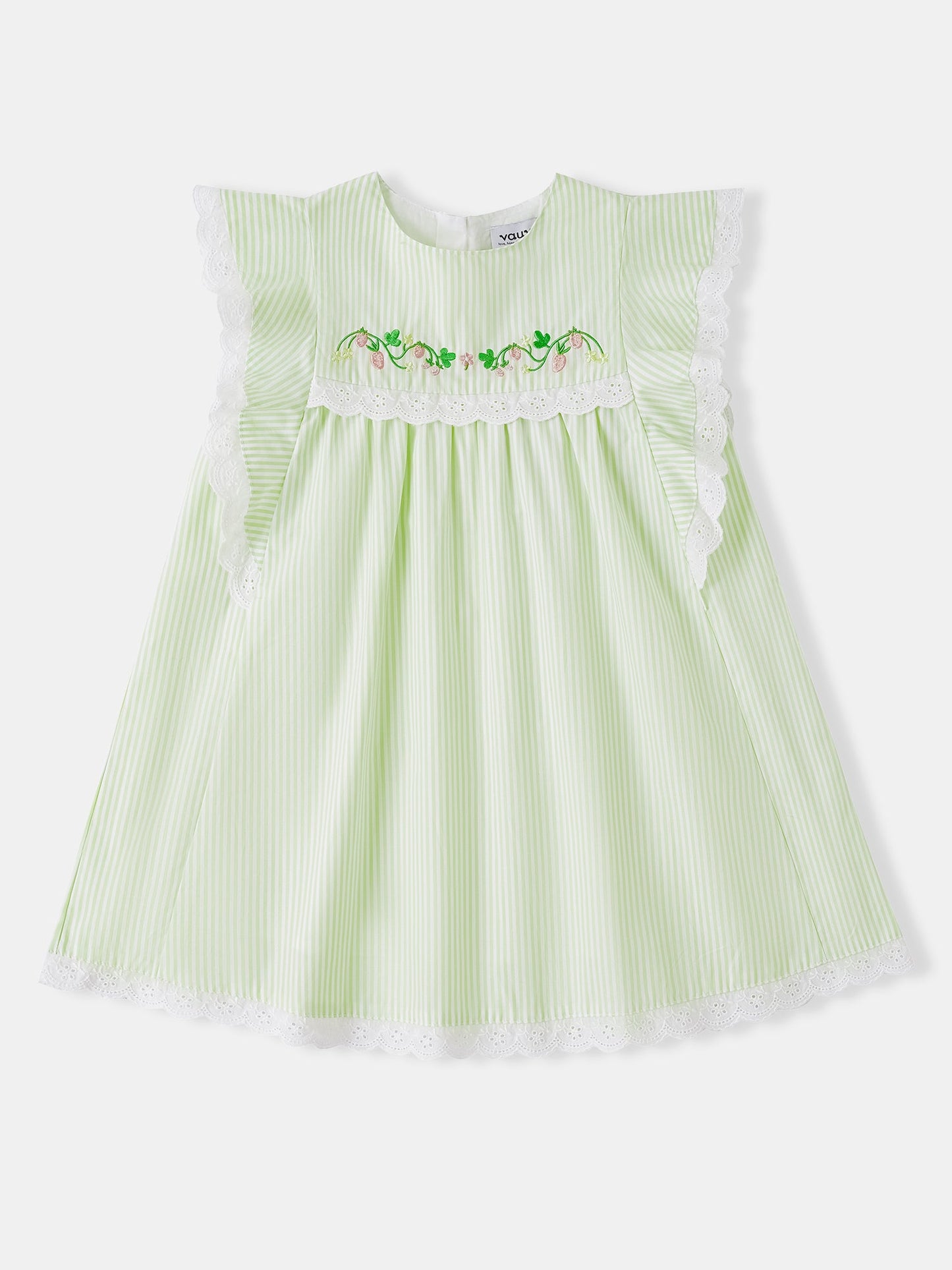 Kid Lace-Trimmed Ruffle Sleeve Dress