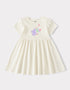Kid Short Sleeve Lace-Trimmed Bunny Print Dress