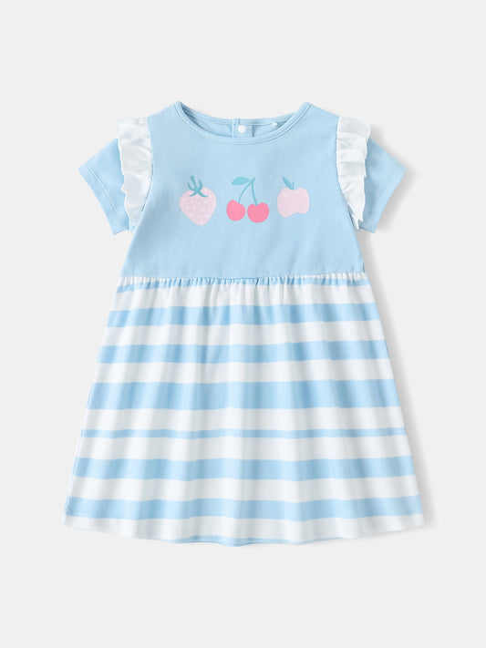 Baby Ruffle Sleeve Berries Print Dress & Knicker Set