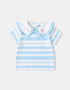 Kid Puritan Collar Short Sleeve Stripe Print Top