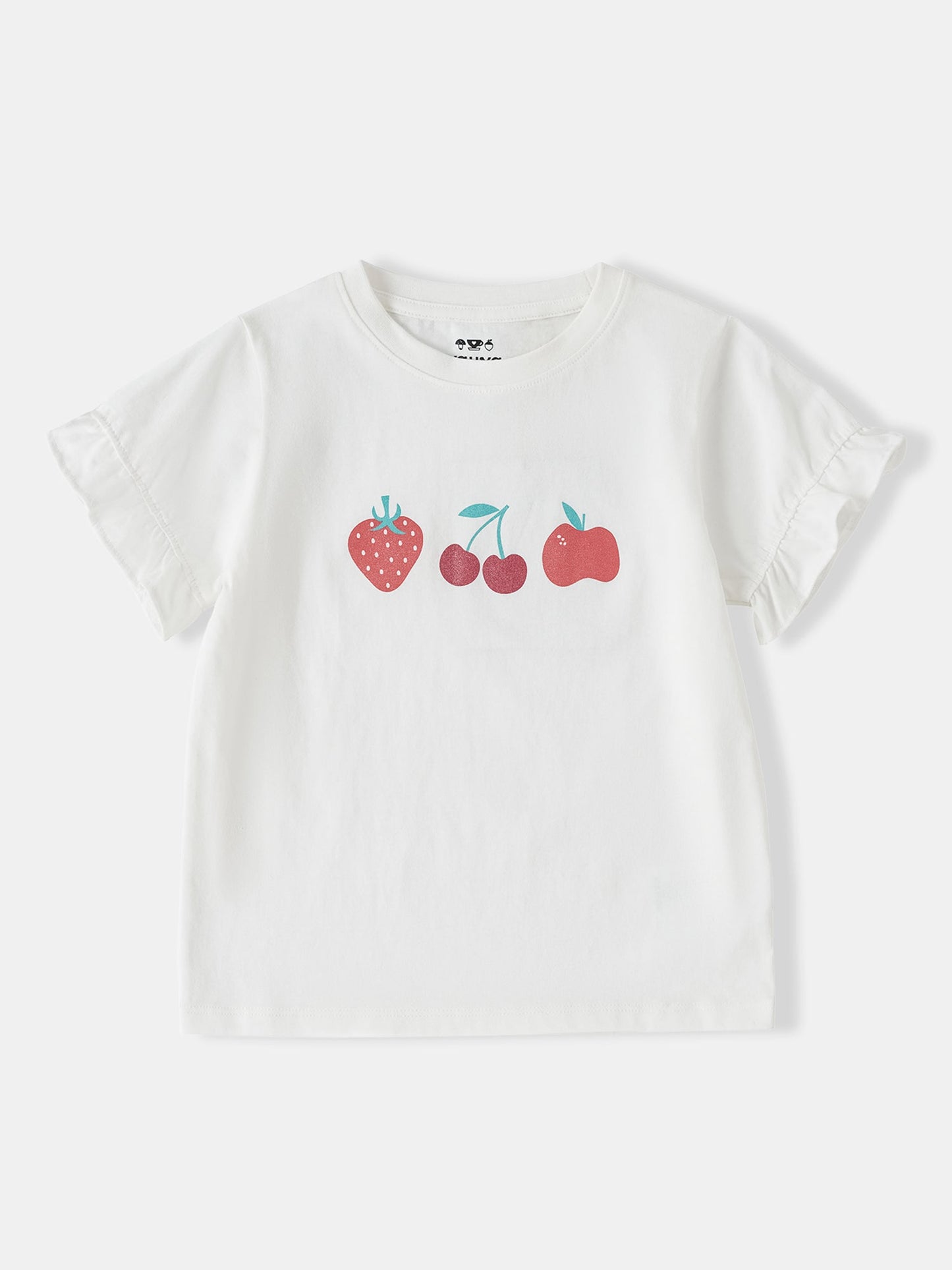 Kid Ruffle Short Sleeve Berries Print Tee