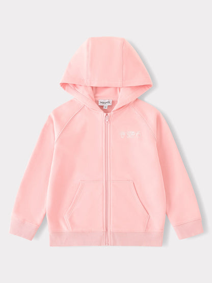 Kid Long Sleeve Embroidery Zipped Hoodie