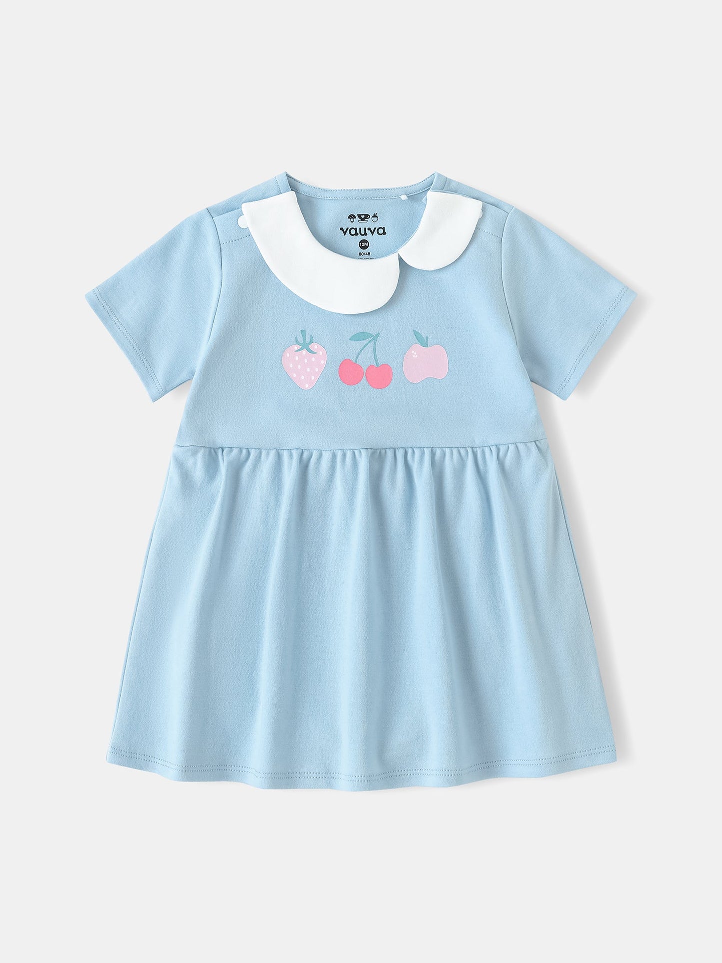Baby Peter Pan Collar Short Sleeve Berries Print Dress