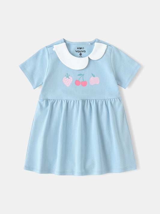 Baby Peter Pan Collar Short Sleeve Berries Print Dress
