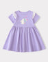 Kid Short Sleeve Lace-Trimmed Bunny Print Dress