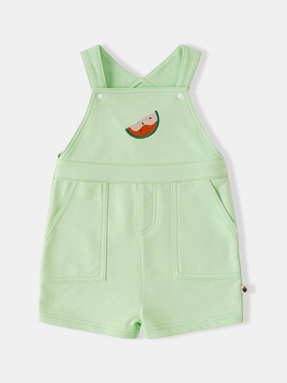 Baby Watermelon Embroidery Dungaree Shorts