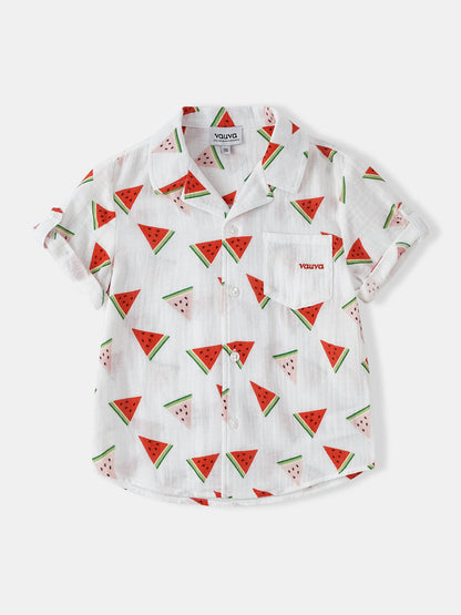 Kid Short Sleeve All-Over Watermelon Print Shirt