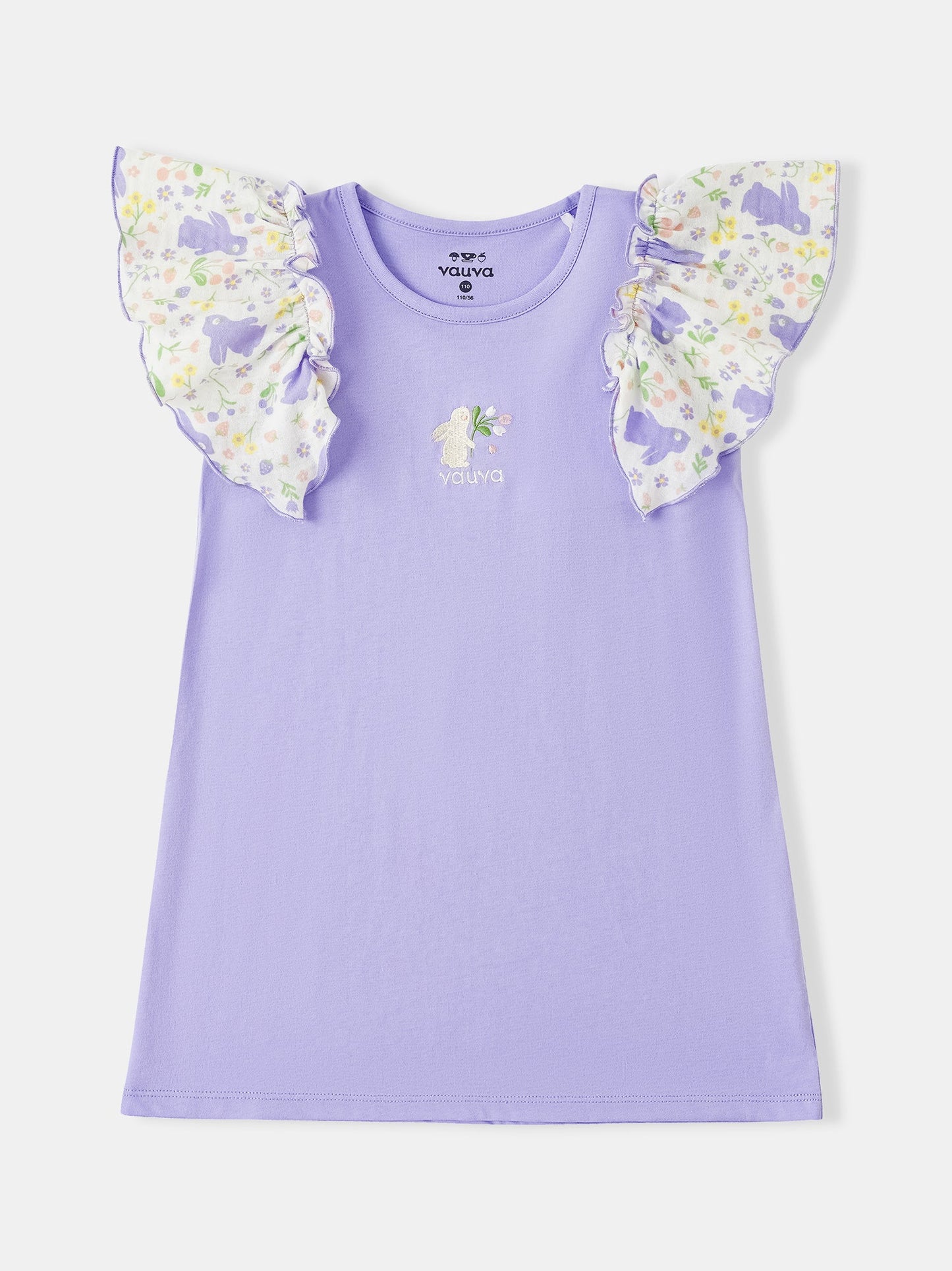 Kid Ruffle Cap Sleeve Bunny Print Dress