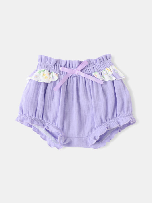Baby All-Over Bunny Print Two-Tone Frilly Shorts