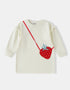 Kid Long Sleeve Strawberry Applique Sweatdress
