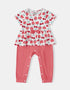 Baby Short Sleeve All-Over Berries Print Two-Tone Romper