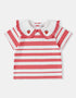 Kid Puritan Collar Short Sleeve Stripe Print Top