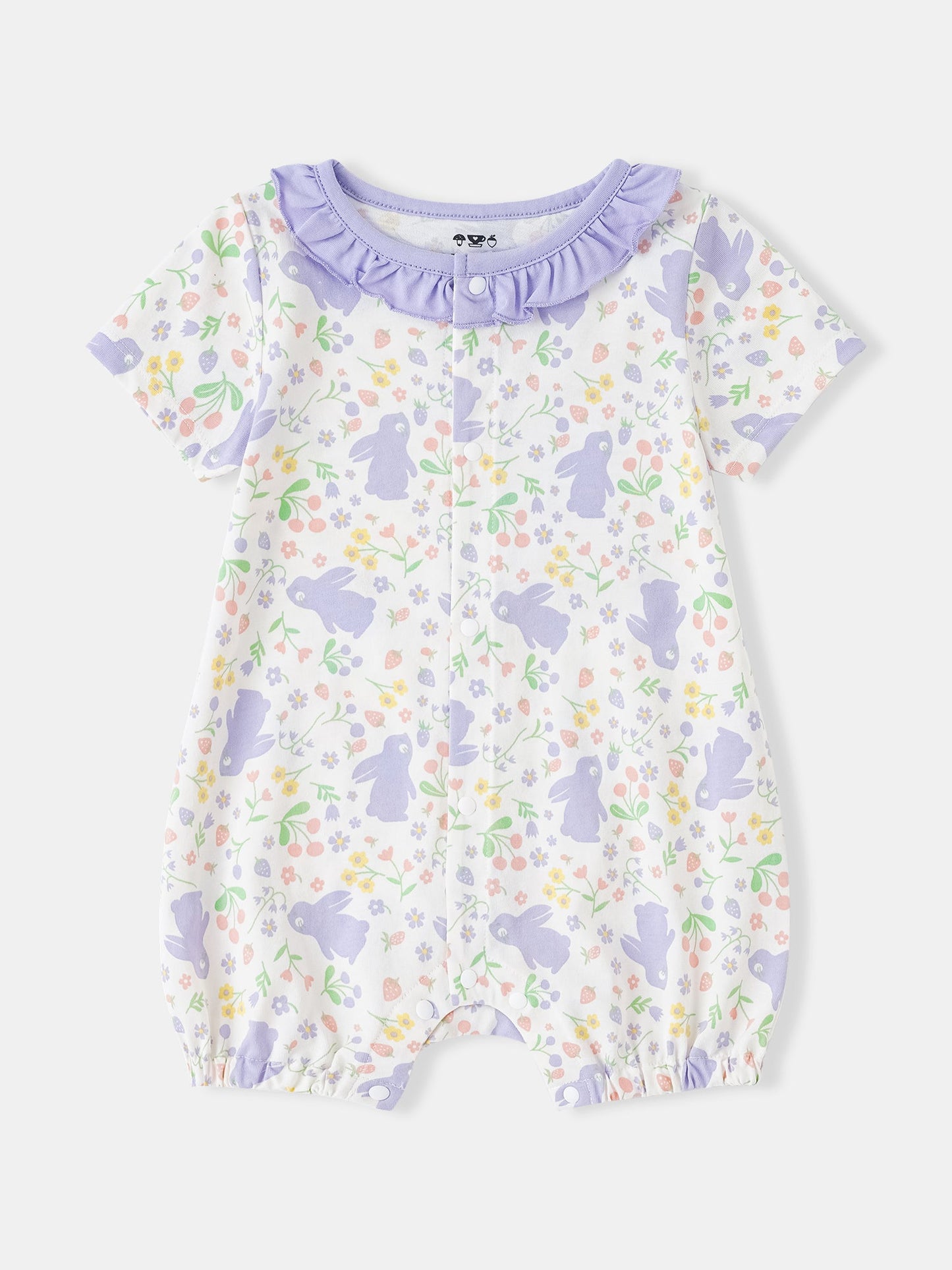 Baby Ruffle Collar All-Over Bunny Print Romper