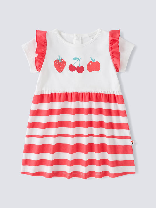 Baby Ruffle Sleeve Berries Print Dress & Knicker Set