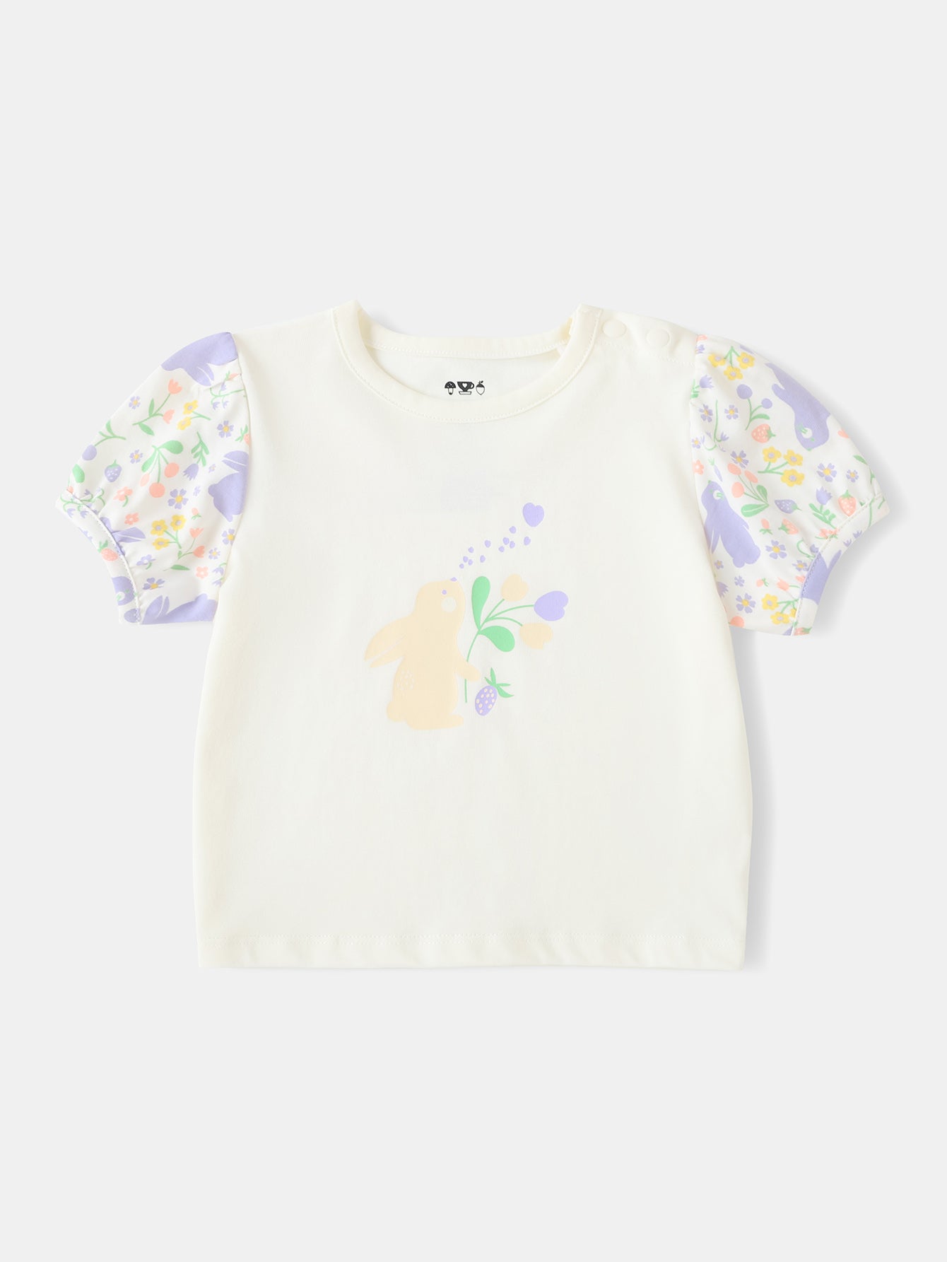 Baby Short Puff Sleeve Bunny Print Tee
